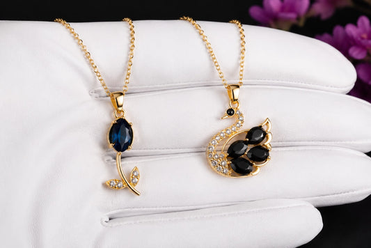 Collier Duo Premium – Rose & Cygne ✨